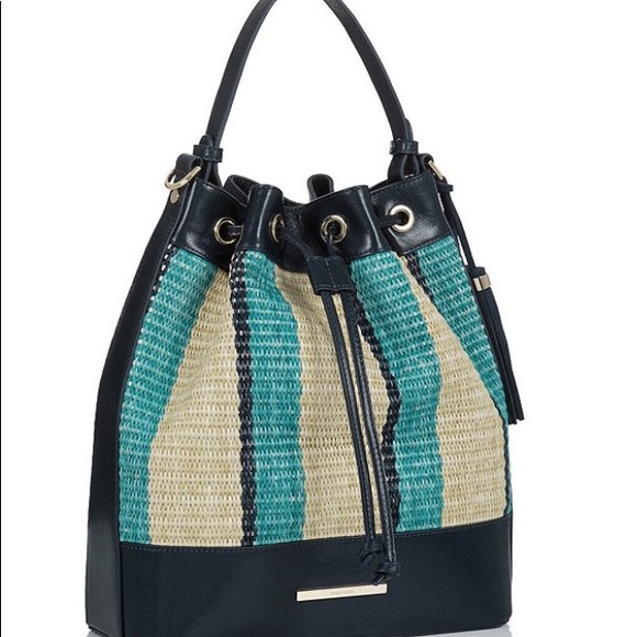 BRAHMIN
Anguilla Collection Marlowe Striped Drawstring Straw Bucket Shoulder Bag - Picture 10 of 13